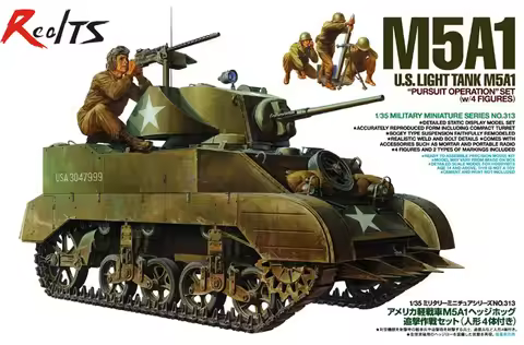 TAMIYA MODEL 35313 U.S. Light Tank M5A1 Pursuit Operation Set (w/4 Figures)