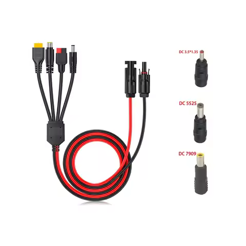 JMUYTOP 12AWG Solar panel Cable Solar to XT60 DC7909(8mm) DC5521 DC5525 Anderson Connector For Porta