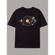 Fresh Men's Vintage Music DJ Turntable & Vinyl Record T-Shirt - Soft, Retro Soundwave & DJ Equipment