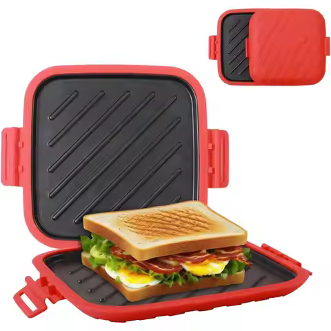 Non-Stick Microwave Toastie Sandwich Maker - Red, Fast Cooking for Breakfast & Snacks