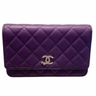 CHANEL 香奈兒 WOC 紫色 羊皮 銀扣