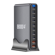 800W Desktop GaN Charger Station 10-port USB Type C PD Charger Fast Charge HUb 3.0 Wall Charger for 