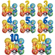 10/11pcs Pokemon Birthday Balloon With 32inch Number Foil Balloon Set for Kids Pikachu Birthday Foil