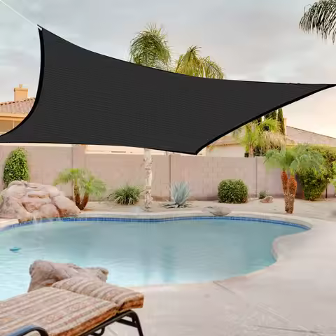 Sun Shade Sails Canopy Outdoor Sunshade Breathable Sun Awning Rectangle Shade Canopy Sunshine Block
