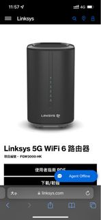 Linksys 5G WiFi 6 路由器 router Linksys FGW3000 5G CPE Router, LTE 5G, AX3000