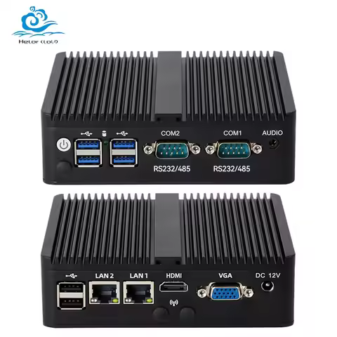 Helorpc Industrial Mini PC with Inter Celeron J4125 Support Win10 Linux Pfense WiFi with 5xUSB2.0 1x