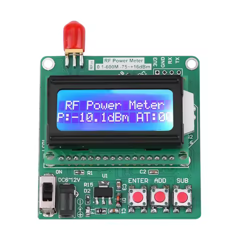 RF Power Meter Digital LCD RF Power Meter -75~16 dBm 1-600MHz Radio Frequency Attenuation Value LCD