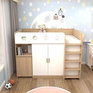 可定制床 bed （全港送貨 免費設計）衣帽間一體  半高兒童床組合  半高床 half height bed 收納櫃 護欄床 推拉櫃門設計 兒童床 單人床 床架  free delivery 衣櫃床