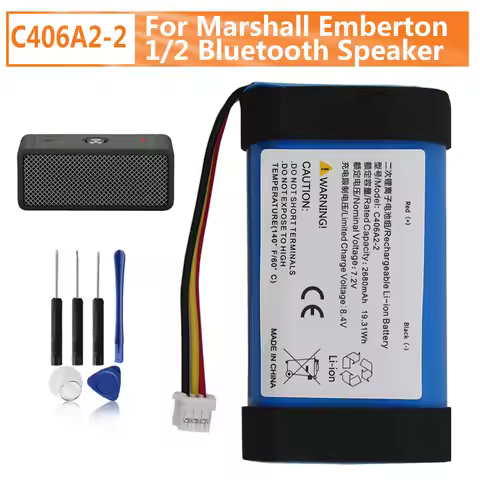 C406A2-2 Replacement Battery For Marshall Emberton 1/2 Bluetooth Speaker Battery 2680mAh