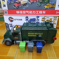 Xe ô tô chở rác đồ chơi trẻ em mô hình xe cỡ lớn có âm thanh và đèn kèm 3 thùng rác hãng Toystar