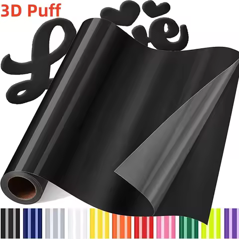 1 Roll 3D Puff Vinyl Heat Transfer HTV Roll for T-Shirts,3D Puff HTV Iron on Vinyl for Cricut & Heat