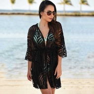 New Women Kimono Cardigan Solid Open Front Boho Loose Outerwear Beach Bikini Cover Up Black (Bl)