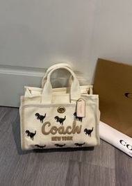 Coach Cream Canvas Tote Bag with Rexy Dinosaur Embroidery