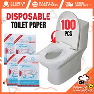 100pcs Alas Tandas Duduk Disposable Toilet Seat Cover | Anti Bacterial Clean | Alas Jamban Duduk Pakai Buang