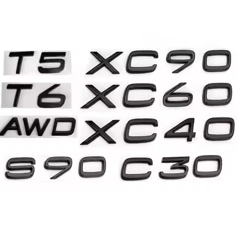 Glossy Black Emblem B5 B6 T3 T4 T5 T6 T8 V8 D3 D4 D5 D6 AWD Car Trunk Letters Emblem for VOLVO XC90 
