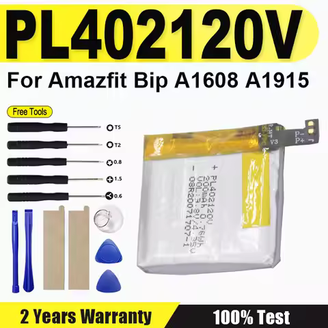 3.8V 200mAh PL402120V Brand-New Polymer Lithium Ion Battery for Amazfit Bip A1608 + Free Tools