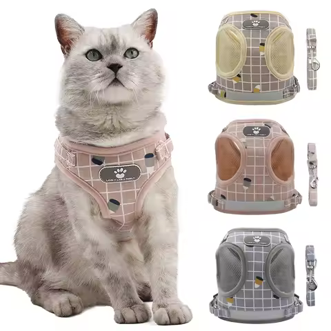 Reflective Pet Cat Harness and Leash Set for Cats Gotas Sphynx Harnesses Walking Dog Leash mascotas 