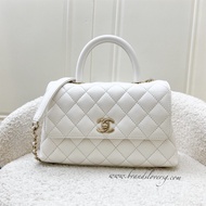 (Brand new) Chanel Small 24cm Coco Handle in White Caviar and LGHW