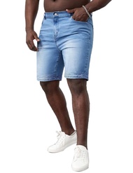 Muscle Alive Men's Denim Shorts 11" Inseam Slim Fit Stretch Ripped Short Jeans