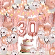 (SG SELLER) 30th Birthday Decorations, 30th Birthday Balloon, Rose Gold Birthday Decorations Set 30 