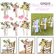 QINJUE Artificial Flower Chair Decorations, Floral Arrangements Chiffon Ribbon Wedding Aisle Decorat
