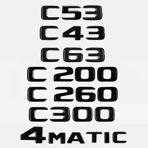 Car 3D ABS Trunk Letters Logo Badge Emblem Decals Sticker For Mercedes Benz C Class C43 C53 C63 C200