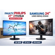 Faulty Rosak Philips 27" 275V8LB Monitor Broken Screen 2K QHD / Samsung 24" Used Benq Zowie
