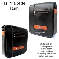 Men's black PL slide leather sling bag