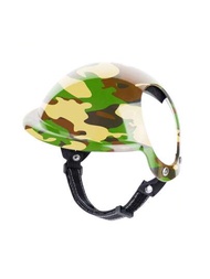 Un casco de camuflaje adecuado para perros pequeños, gatos y otras mascotas para usar, se puede utilizar para que las mascotas monten motocicletas, bicicletas y otros escenarios