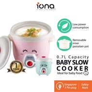 IONA 0.7L Mini Slow Cooker with Ceramic Pot | Baby Food Processor Maker Cooker - GLSC07B