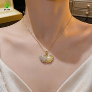 JNBYE Peach Heart Pearl Necklace, Fashionable Elegant Oyster Necklace, Gift Unique Stainless Steel V