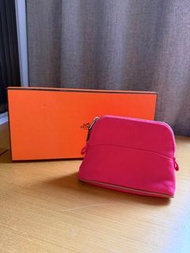 Hermès 粉紅化妝袋/銀包 mini bolide case