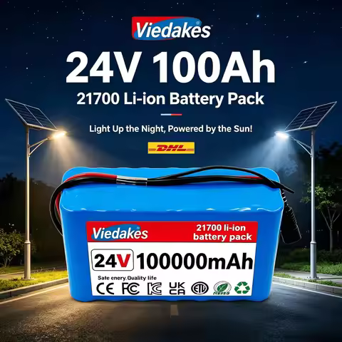✨ 24V 80Ah 21700 Lithium Battery with BMS, Free Charger for Electric Scooter & 24V Household Applian