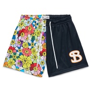 BKTSQD American Flower Style Mesh Street Wear Shorts Men Women Seaside Vacation Beach Sports Quick-D