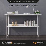 KitchenZ 4FT or 2.5FT Writing Table Study Table Storage Shelf Anti-scratch Metal Leg - WT-BS4212/408