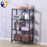 ⭐ AZ ⭐ 4 Layer Folding Kitchen Shelf With Wheels Floor 3 layer 5layer foldable