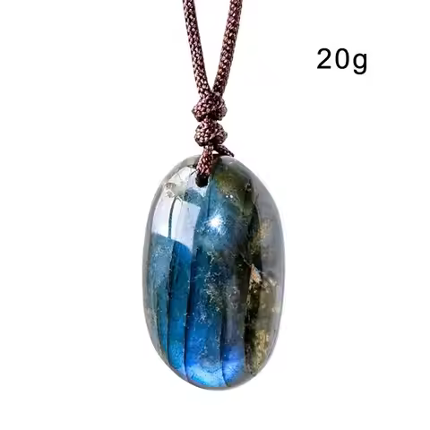 Natural Labradorite Pendant Necklace Healing Polished Moonstone Charm Stress And Anxiety Therapy Pal