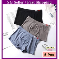 (SG Seller)5 Pcs Men Underwear Men's Basic Cotton Boxer Shorts Comfortable Plus Size Underpants Man 
