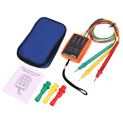 SM852B 3 Phase Rotation Tester Digital Phase Indicator Detector LED Buzzer Phase Sequence Meter 60V~