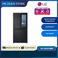 (TNG REBATE) LG 431L French Door Inverter Fridge with InstaView in Black Steel Finish | 4 Door Refri