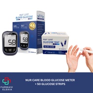 NUR CARE BLOOD GLUCOSE METER + 50 TEST STRIPS