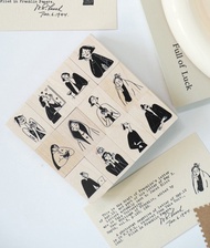 女孩人物木質印章 手帳印章 橡膠印章 手賬禮物