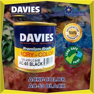 DAVIES PREMIUM GRADE ACRY-COLOR 100% ACRYLIC BASED WHITE BASED PAINT AC-60 BLACK 60ml