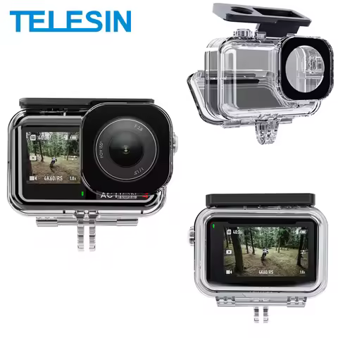 TELESIN 45M Waterproof Case For DJI OSMO Action 3 4 5pro Underwater Diving Housing Cover Action Came