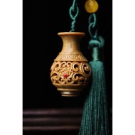 Green Sandalwood Aquarius Sachet Handle Piece Wooden Pendant Tassel Hollow Carved Portable Chain Cra