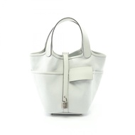 【二手】愛馬仕 HERMES Picotin Lock PM Cargo 手提包，鉑金灰，帆布和小牛皮（牛皮），女士 Picotin Lock PM Cargo 鉑金灰