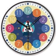[14 inches 35cm] Travel in the sea of books Early education wall clock Children's room Creative digi