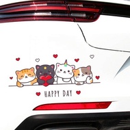 Happy Day Colored Loving Heart Cat Automobile Sticker Bumper Stickers Paper Creative Bumper Stickers