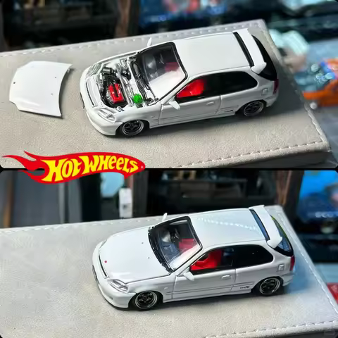 New 1/43 Hot Wheels Car Culture Series Porsche 911 Honda Civic Jeep HMD41 Simulation Cars Model Cust