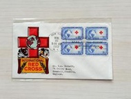 (D)1952年 美國紐約寄往英國 貼美國紅十字會郵票 3分票四方連